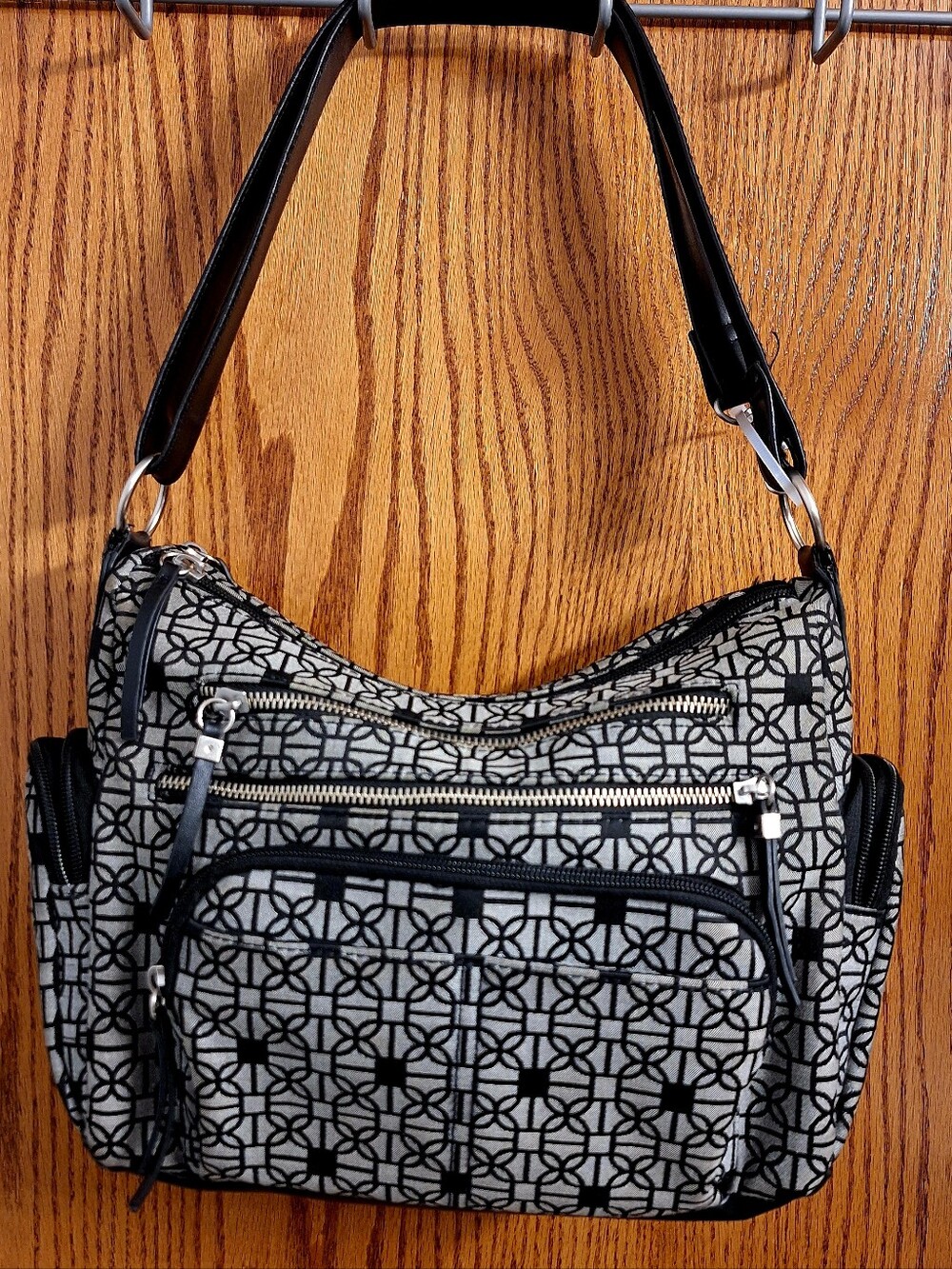 Black & Gray Patterned Women's Shoulder Bag - Picture 2 of 3